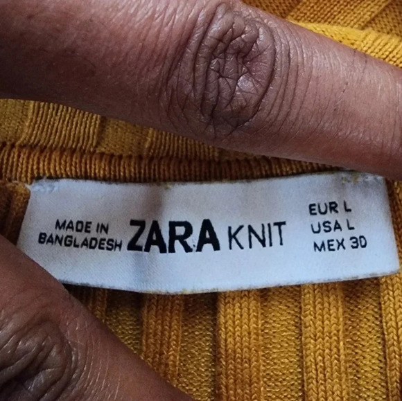 Zara Knit Mellow Yellow Ribbed Viscosa Long Sleeve Pullover Sweater, Warm, sz Lg - Picture 4 of 15